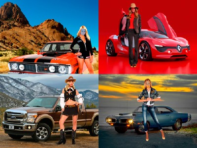 Шаблоны для фотошопа - Девушки возле автомобилей