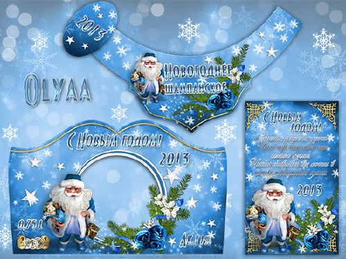 Праздничная этикетка на шампанское - С Новым 2013 годом!